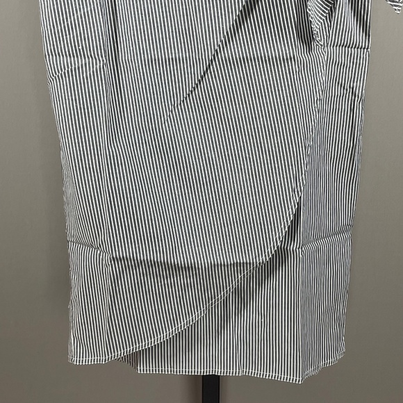 NEW Chaps Skirt Womens 6 black stripe faux wrap straight midi preppy casual - Picture 3 of 11